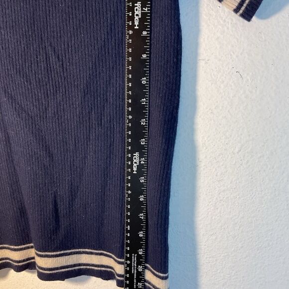 Frame Sweater Womens Small Navy Blue Off Shoulder cardigan Striped academia - Picture 6 of 9